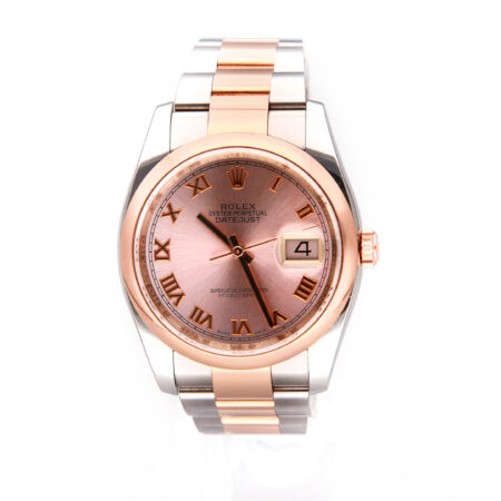 Rolex Datejust 116201 in Edelstahl und Everose Gold mit pinkfarbenem Zifferblatt. Automatikwerk Kaliber 3135, römische Indizes und klassische Datejust Ästhetik. Ein eleganter Zeitmesser mit höchster Präzision.