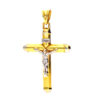 Eleganter Kreuzanhänger aus 585 Gold, 1,9 g, in Bicolor mit Christusfigur. Feine Verarbeitung, geprüfte Qualität. Nur im Geschäft erhältlich.