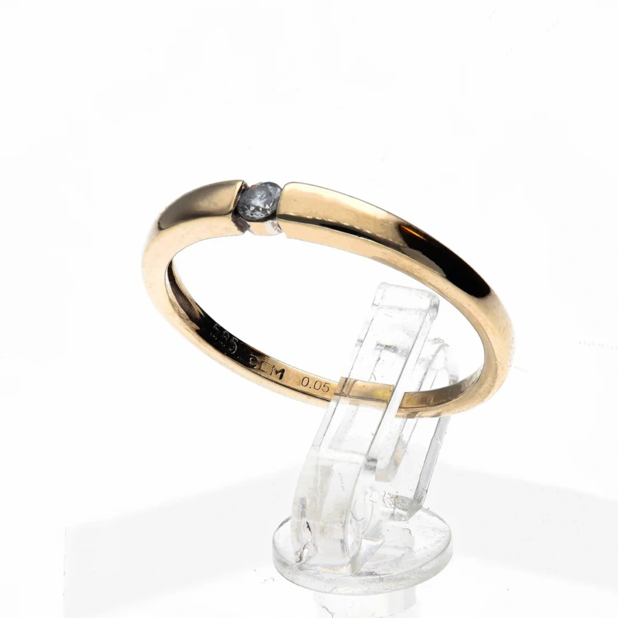 585er Goldring mit Solitär-Diamant