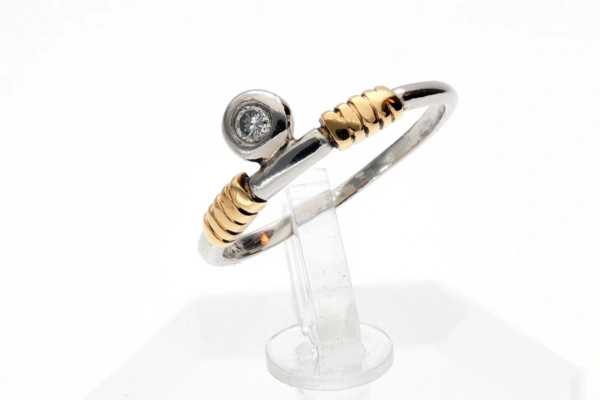 750 Gold & 950 Platin Ring mit Brillant 0,06 ct