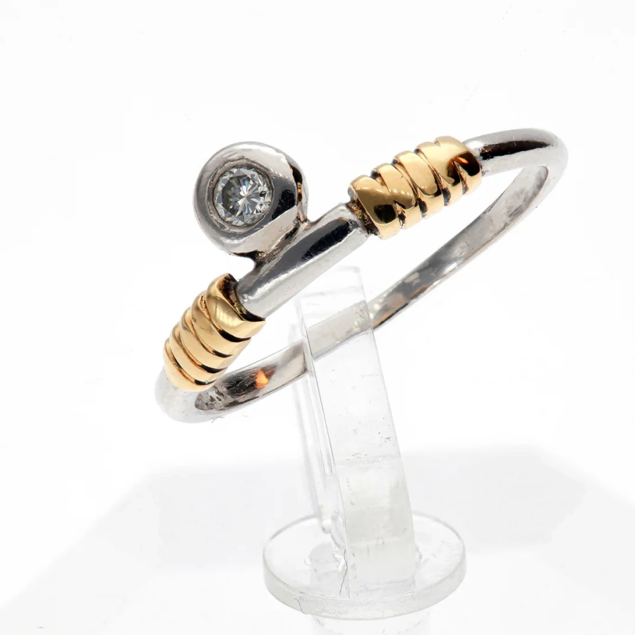 750 Gold & 950 Platin Ring mit Brillant 0,06 ct