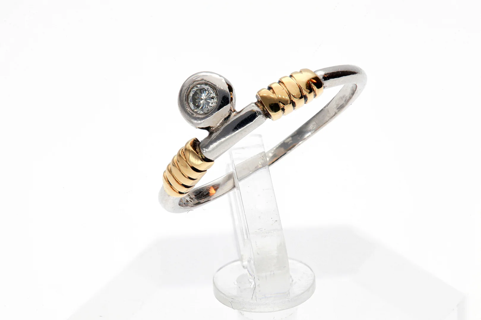 750 Gold & 950 Platin Ring mit Brillant 0,06 ct
