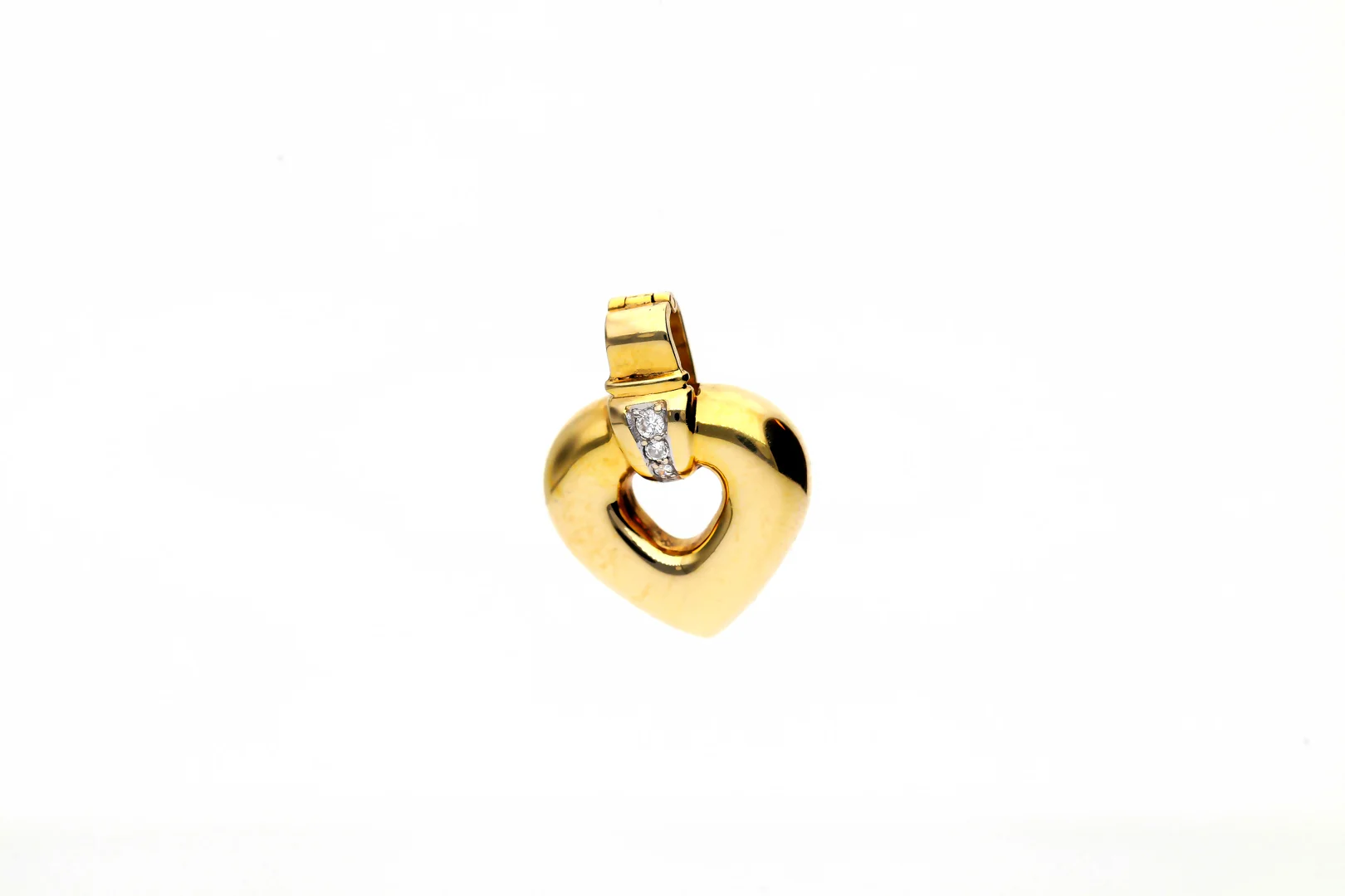Anhänger Herz 585 Gold, 3 Brillanten ca. 0,12 ct, 5,7 g